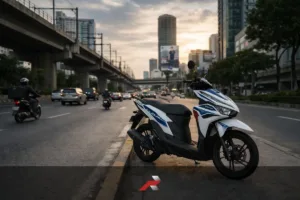 Honda Click scooter on EDSA Manila traffic showing why Honda Still Dominates the Philippine Motorcycle Market