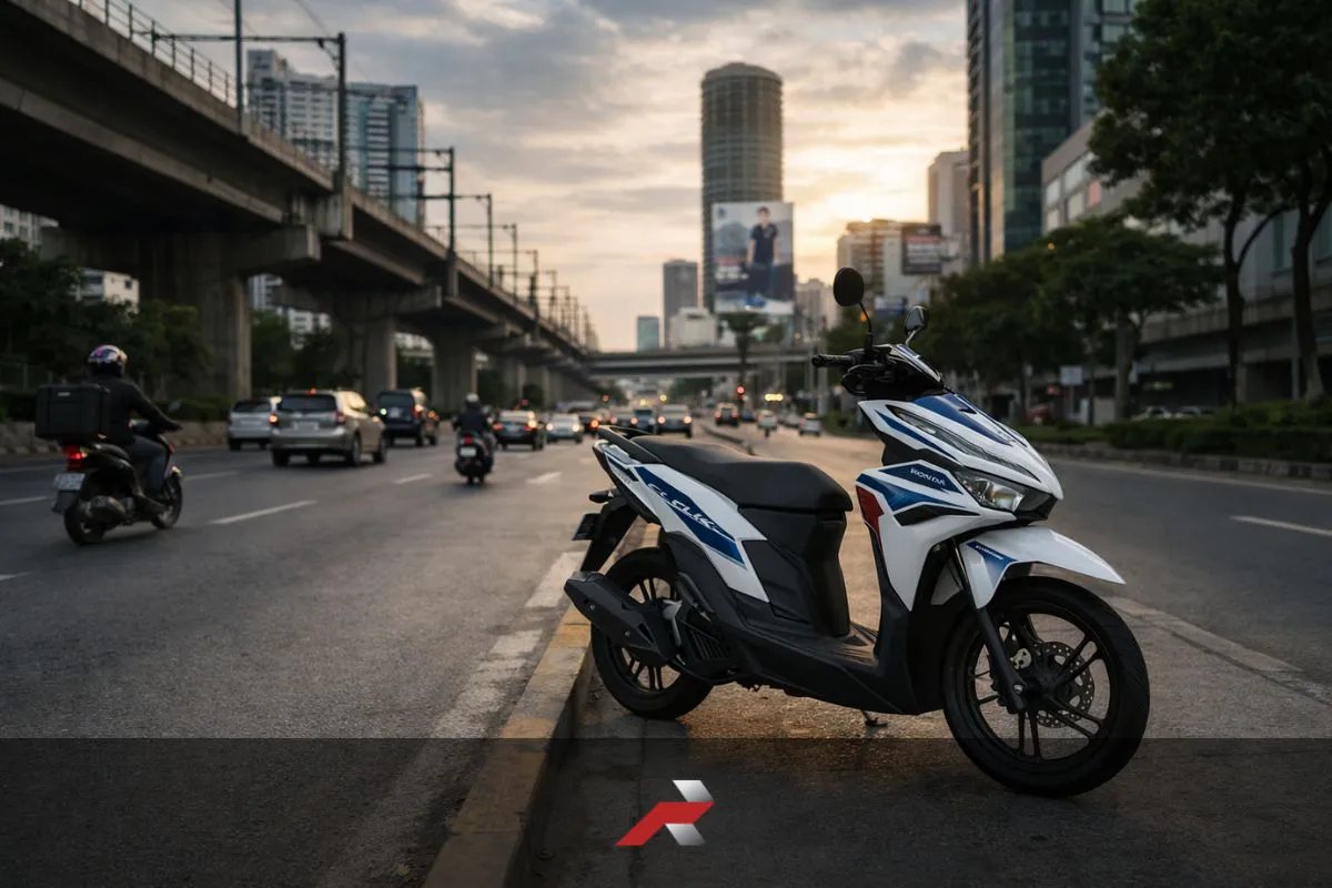 Honda Click scooter on EDSA Manila traffic showing why Honda Still Dominates the Philippine Motorcycle Market