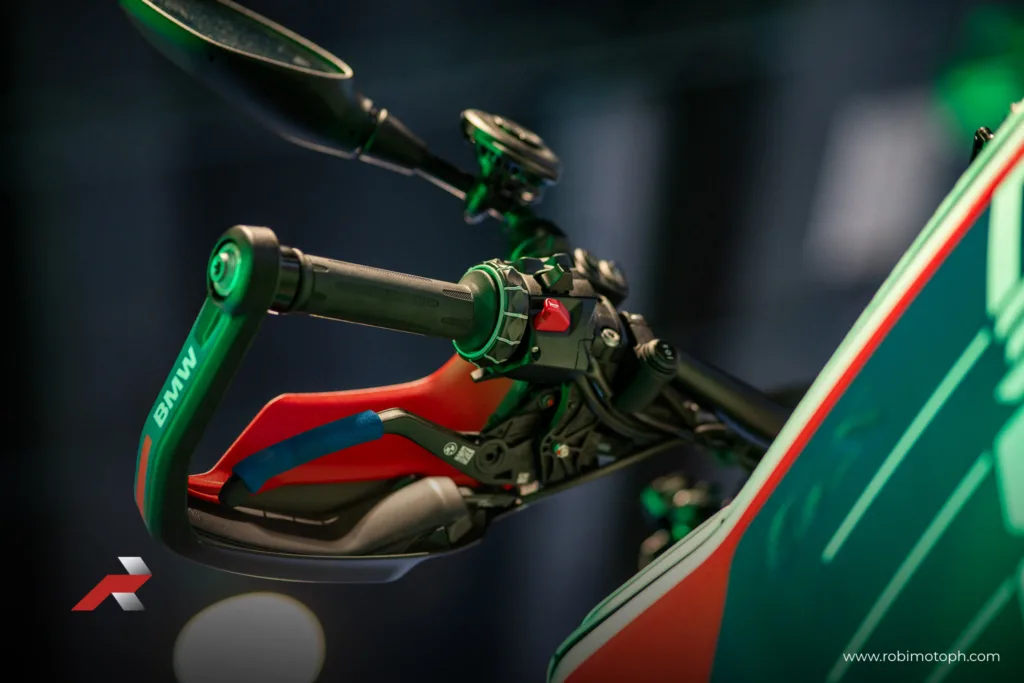 BMW R1300 GS Adventure handlebar controls and handguard detail at Makina Moto Show 2026