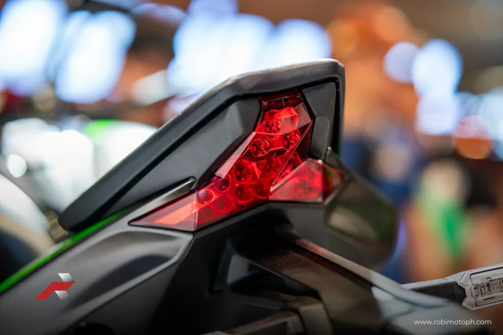 Kawasaki Z1100 SE 2026 rear LED tail light close-up showing sharp angular design at Makina Moto Show