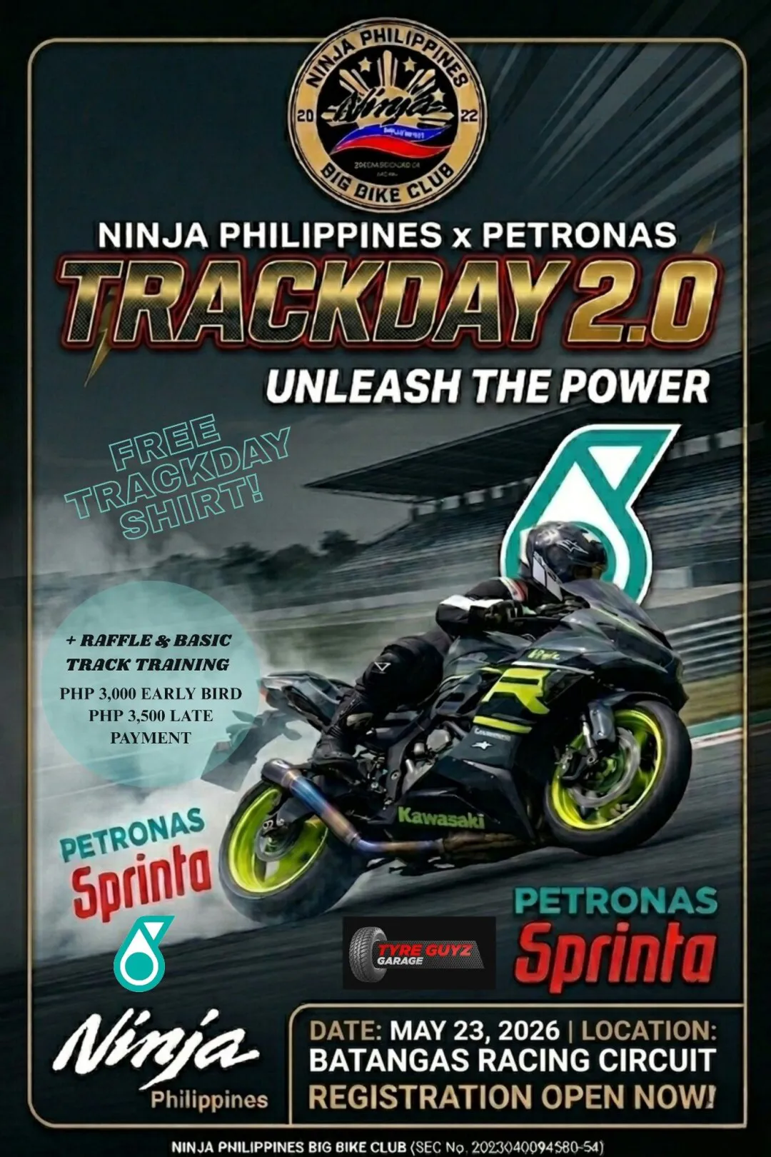 Ninja Philippines Trackday 2.0 2026 at Batangas Racing Circuit with Kawasaki sportbike on track