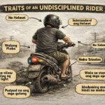 Undisciplined rider traits in the Philippines showing no helmet, worn tires, improper tail light, and poor motorcycle maintenance on city roads