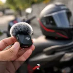 fix motorcycle helmet audio setup using DJI Mic Mini with helmet on motorcycle seat in Philippine riding conditions