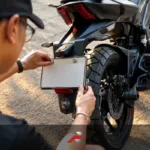Motorcycle backplate protectors Philippines featured image showing a rider installing a protected rear plate setup on a motorcycle