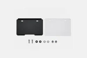 Motorcycle plate protection backplate guide Philippines showing steel backplate, acrylic support, and mounting screws