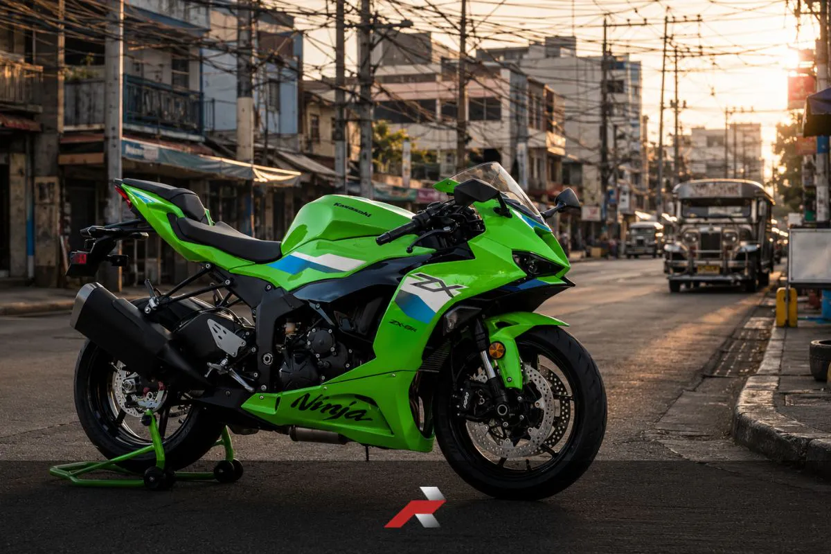 Kawasaki ZX-6R Philippines sportbike parked on a Manila street background for weekend rider guide