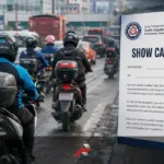 LTO Show-Cause Order featured image showing Filipino motorcycle riders in traffic with an official notice graphic