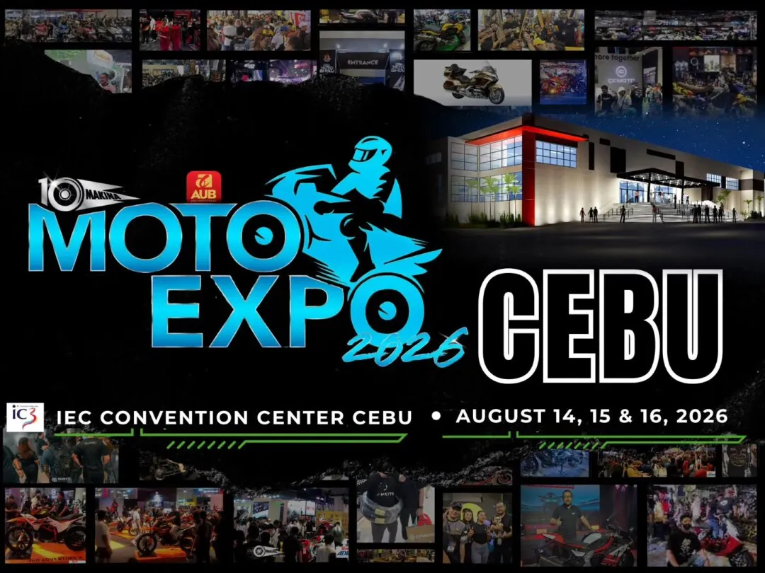 Makina Moto Expo 2026 Cebu event poster showing IC3 Convention Center Cebu, motorcycle expo branding, and rider community highlights